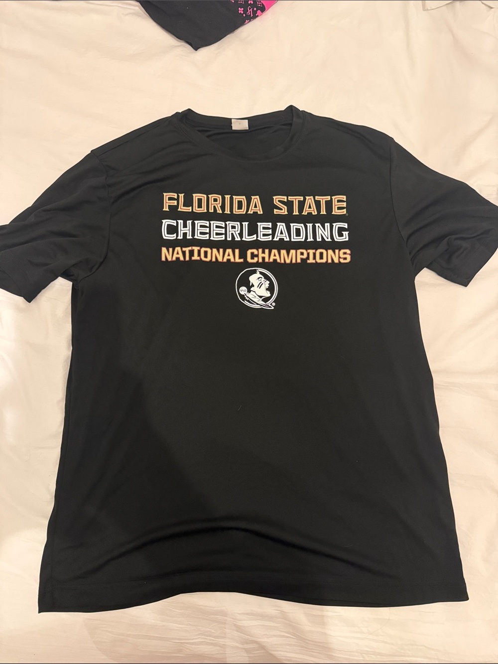 Florida State University Cheerleading National Champions Dry-Fit Black Tee